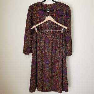 Vintage paisley skirt and paisley suit jacket with shoulder pads size 20w